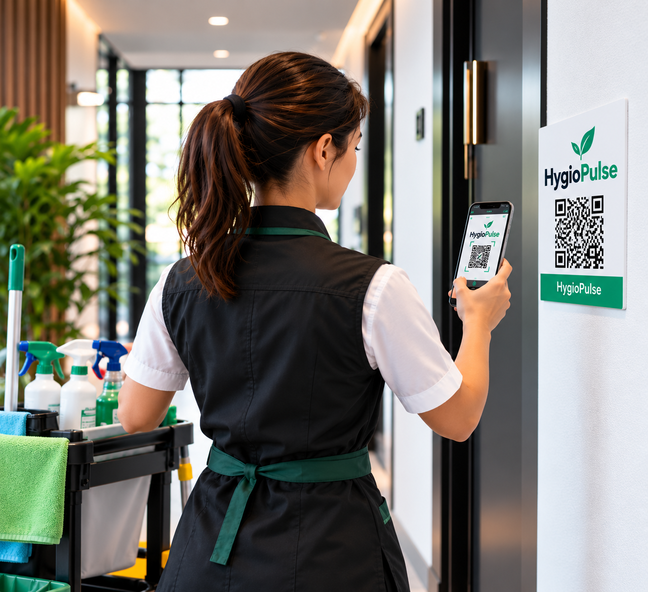 Professionnelle du nettoyage dans un environnement intérieur moderne